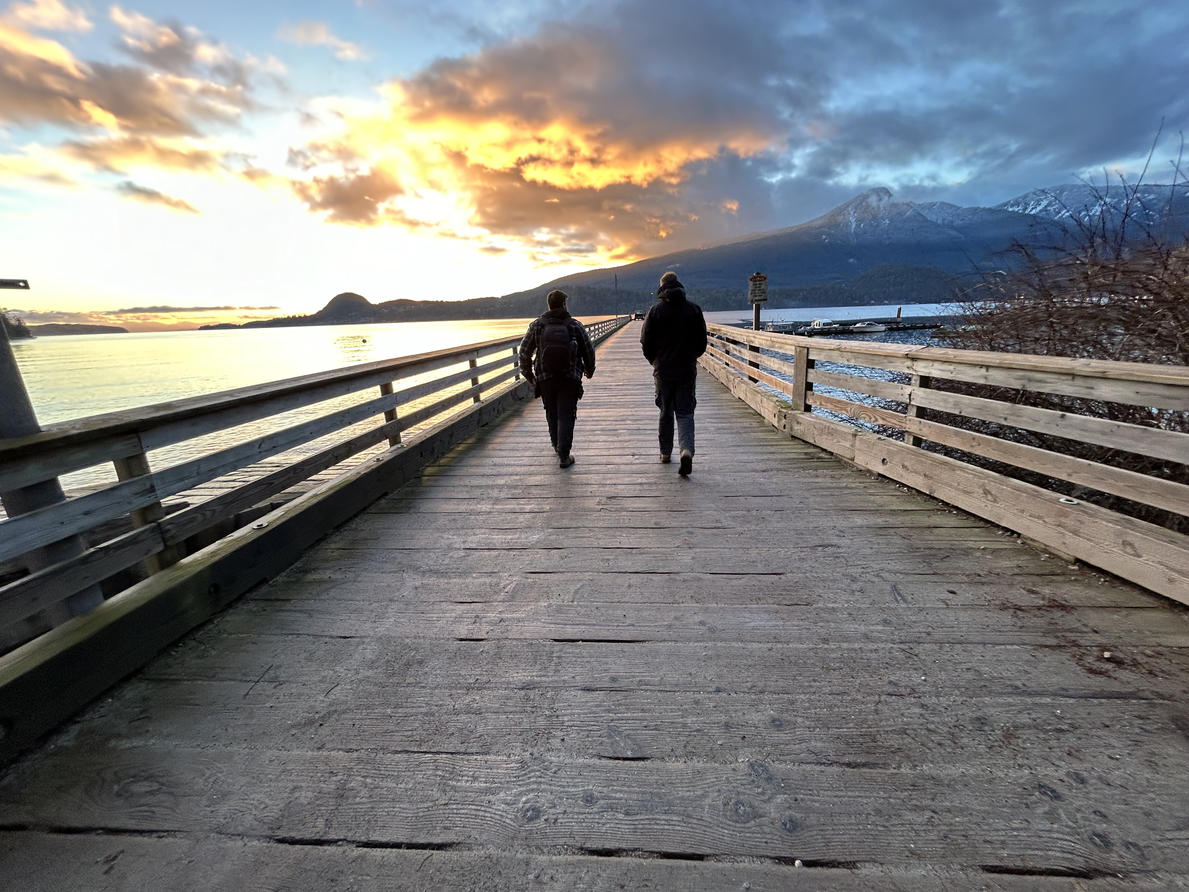 Gambier Island dock at sunset